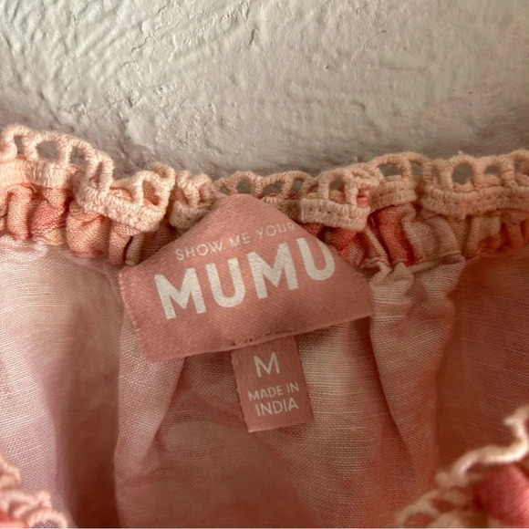 Show Me Your Mumu Claudia Crop Top in Pink Majestic Palm Linen Medium - Picture 3 of 5